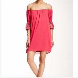 VaVa by Joy Han Revolve Off Shoulder Pink Floral Embroidered Dress S Romantic